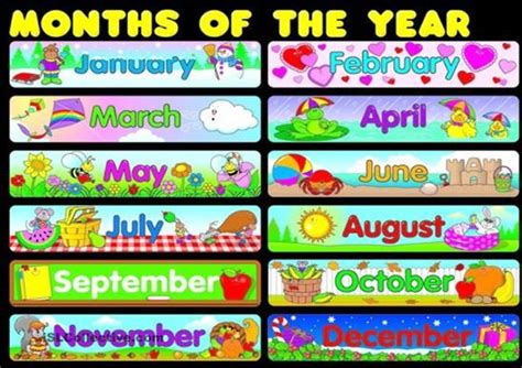 months   year clip art months poster worksheet