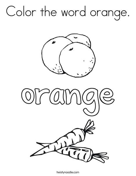 color  word orange coloring page twisty noodle