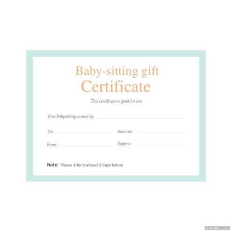 babysitting gift certificate template printable gridgitcom