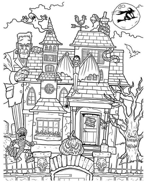 haunted house coloring page  printable coloring pages  kids