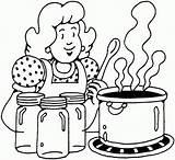 Cooking Coloring Pages Mom Clipart Woman Family Cook Cartoon Kitchen Printable Clip Cliparts Girl Canning People Kids Places Sheknows Color sketch template