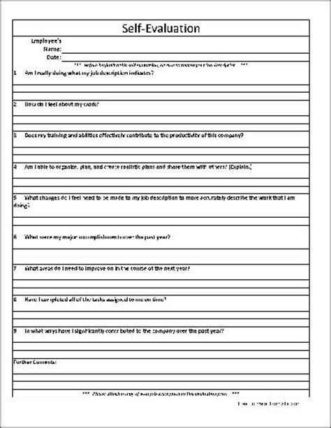 basic detailed employee  evaluation form  formville