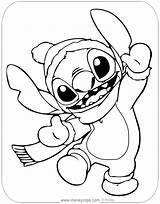 Stitch Coloring Pages Disney Lilo Winter Character Template sketch template