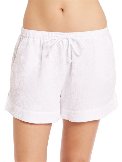lyst skin cotton drawstring shorts  white