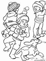 Coloring Pages Snow Playing Winter Children Drawing Dog Boy Neve Clipart Hiver Printable Na Print Seasons Kids Brincar Desenho Buddies sketch template