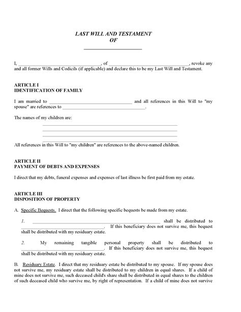 missouri wills  codicils  printable legal forms