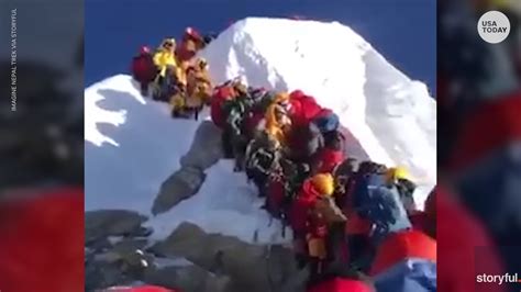 Mount Everest Climbers Lined Up At Death Zone