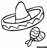 Sombrero Coloring Spanish Mayo Cinco Pages Hat Clip Clipart Printable Template Class Fiesta Mexican Hats Maracas Cliparts Easy Color Drawings sketch template