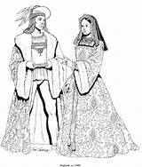 Engeland Kleidung Kleurplaten Coloriages Moyen Ausmalen Malvorlage Oude Prinzessin Vêtements Historische Stimmen Coloringpagesfun sketch template