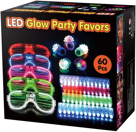 battop 60 pack led light up toys party favors bulk glow in the dark