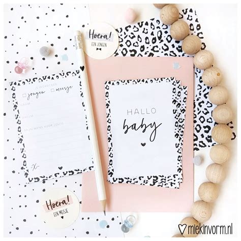 babyshower invulkaarten  stuks panter print babyshower kaarten kraamborrel