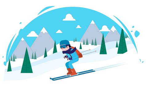 vector skier karakter illustratie  gratis vectorkunst en