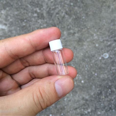 1ml Mini Glass Bottles Vials White Plastic Cap Empty