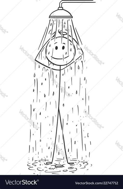 Cartoon Of Man Taking A Shower Royalty Free Vector Image
