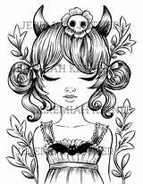 Devil Cute Coloring Pages Getdrawings Drawing Sheets Printable Sold Etsy sketch template