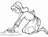 Cinderella Drawing Coloring Scrubbing Child Floor Floors Clipart Colouring Scrub People Getdrawings sketch template