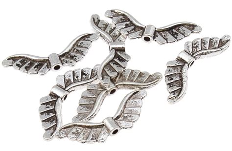 10 Angel Wings Metal Wings Beads 24mm Metallspacer Altsilber Best M447