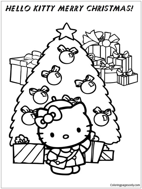 sujati    kitty christmas coloring pages  print