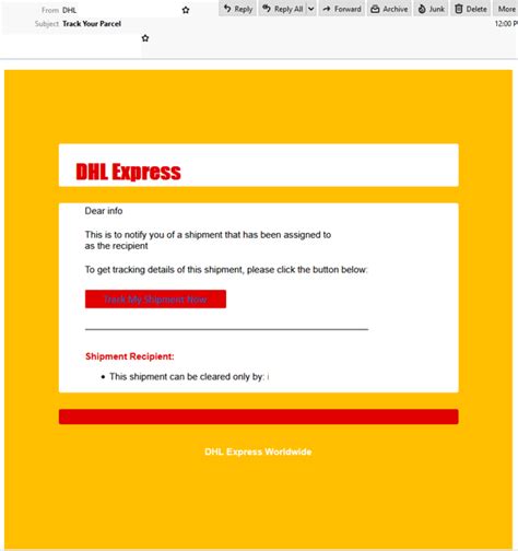 beware email  fake dhl shipment tracking leads  phishing page