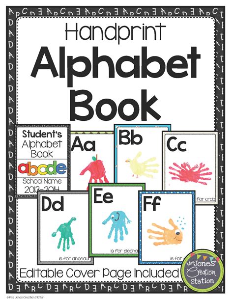 jones creation station handprint alphabet book alphabet book