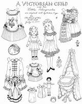 Victorian Coloring Paper Pages Dolls Doll Color Vintage Kids Clothes Printable Dress Era Helen Dresses Christmas Cut Colouring Fashion Child sketch template