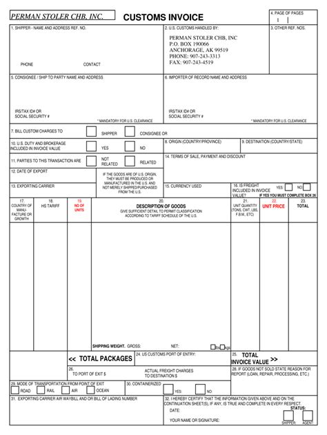 customs invoice form fill   sign printable  template