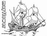 Mayflower Coloring Pages Thanksgiving Ship Clipart Drawing Printable Color Printables Immigration Pilgrims Pilgrim Flag Clip Print Children Cliparts Ships Story sketch template