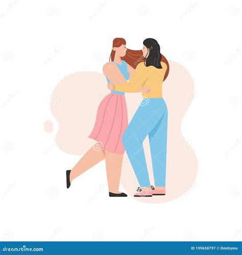 Pareja Lgbt Bailando En La Fiesta Mujeres Lesbianas Abrazando