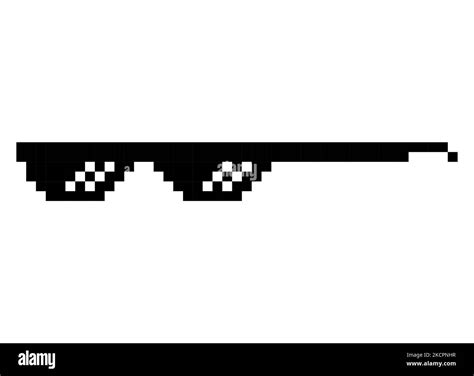 Fun Retro Pixel Sun Glass Icon Life Style Meme Sunglasses Thug Vector