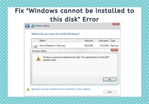 windows   installed   disk  selected disk   gpt partition style fix