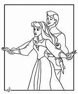 Disney Coloring Aurora Princess Prince Pages Dancing sketch template