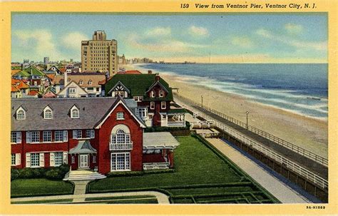 ventnor city pier  jersey shoreline vintage postcard etsy