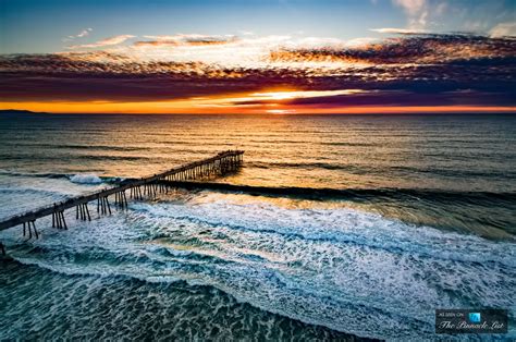 sunset aerial view  hermosa beach pier  pier ave hermosa beach
