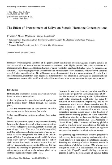 pdf the effect of pretreatment of saliva on steroid hormone