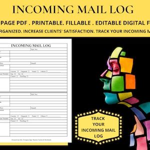 incoming mail log template incoming mail register template etsy