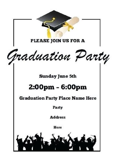 printable graduation party invitation templates  word