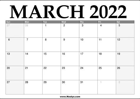 march calendar printable   noolyocom