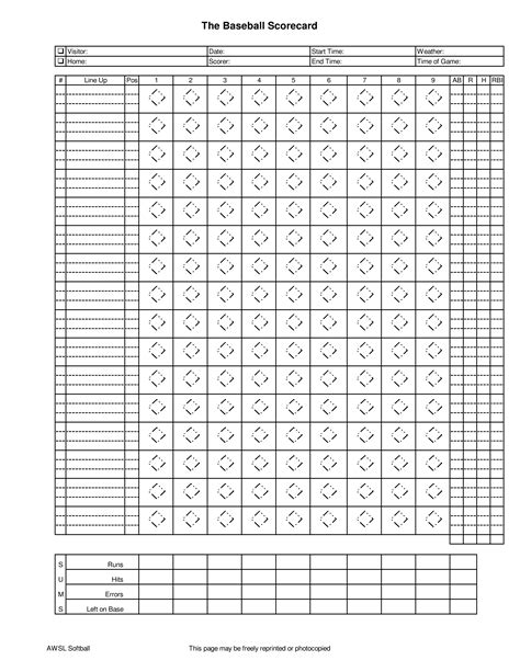 blank baseball score sheet templates  allbusinesstemplatescom