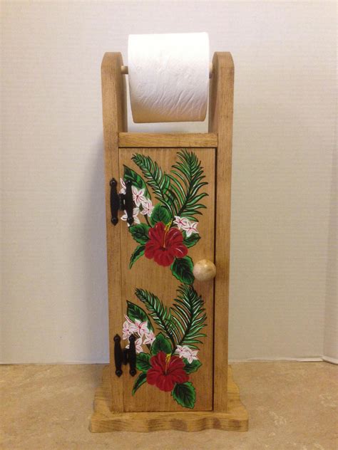 toilet paper holder toilet tissue holder tropical decor bathroom tissue holder wooden tissue