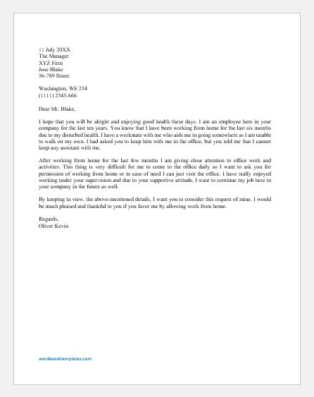 request letter  boss  work  home  letters