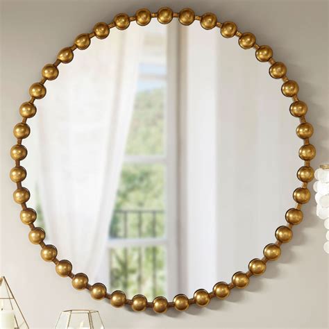 marlowe metallic beaded large round wall mirror