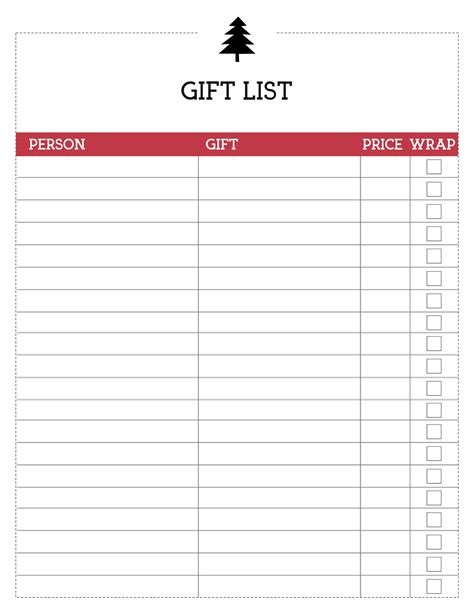 printable christmas list template gift list paper trail design
