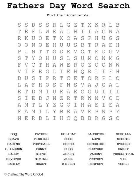 Fathers Day Word Search Fathers Day Words Fathers Day Activities