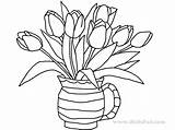 Coloring Flowers Vase Popular sketch template