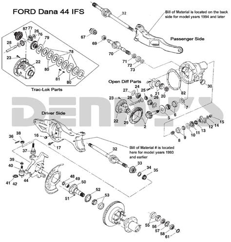 dana  ifs front axle  differential parts     ford bronco