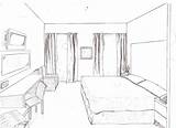 Perspective Drawing Point Room Easy Bedroom Bed Drawings Two Simple Living House Pencil Inside Building Eye Dimensional Step Sketch Interior sketch template