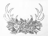 Deer Coloring Pages Traceable Antler Drawing Horns Drawings Acrylic Traceables Paint Anderson Angela Printable Sheets Painting Paintings Antlers Spray Flowers sketch template