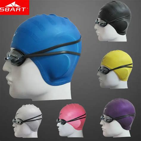Sbart 100 Silicone Swimming Cap Long Hair Waterproof Adult Swim Caps