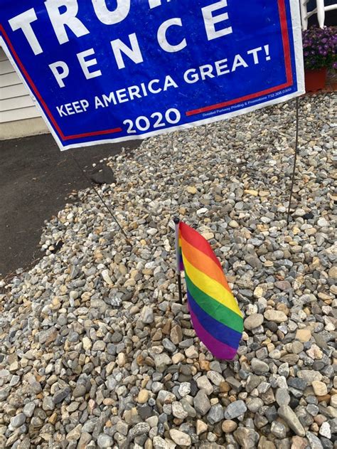 my lesbian friend put a gay flag in front of their dad s sign lgbt