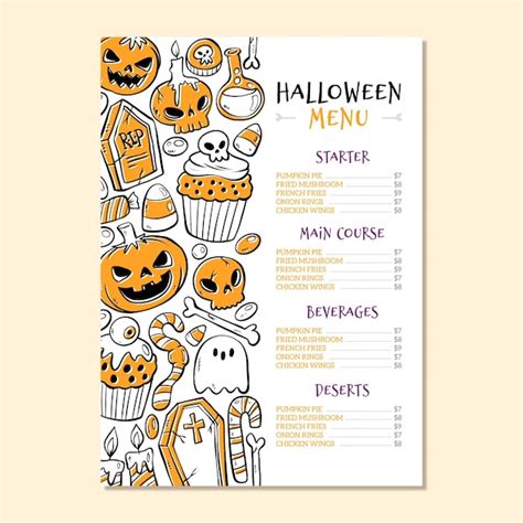 printable halloween menu templates